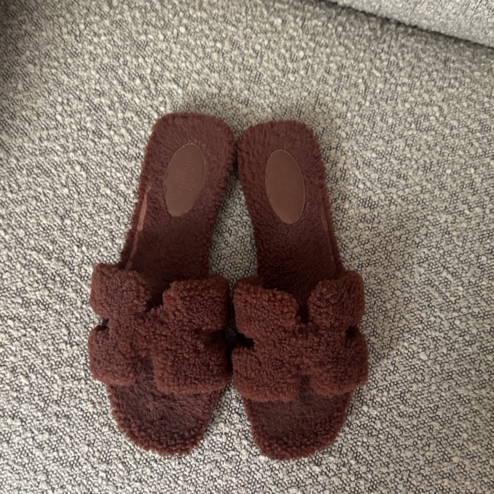 Hermes Oran Shearling Sandals